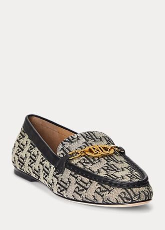 Mocassins gris pour femmes Ralph Lauren Averi II Monogram Jacquard