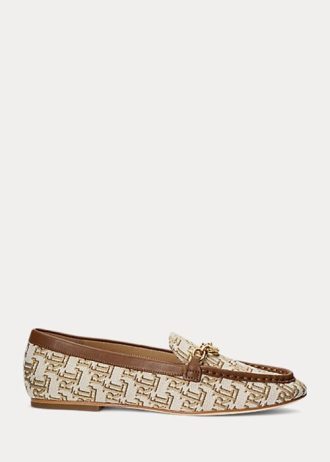 Mocassins marron pour femmes Ralph Lauren Averi II Monogram Jacquard