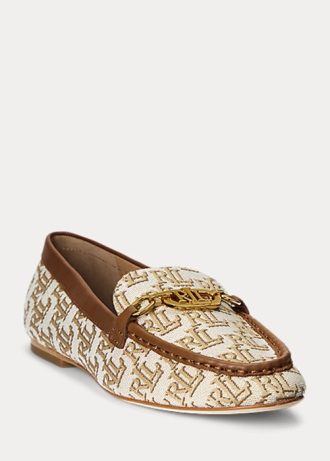 Mocassins marron pour femmes Ralph Lauren Averi II Monogram Jacquard