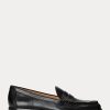 Mocassins noirs en cuir bruni Ralph Lauren Wynnie pour femmes