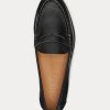 Mocassins noirs en cuir bruni Ralph Lauren Wynnie pour femmes