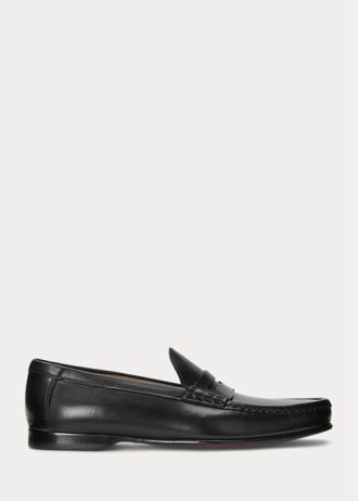 Mocassins noirs en cuir de veau bruni Chalmers de Ralph Lauren pour homme