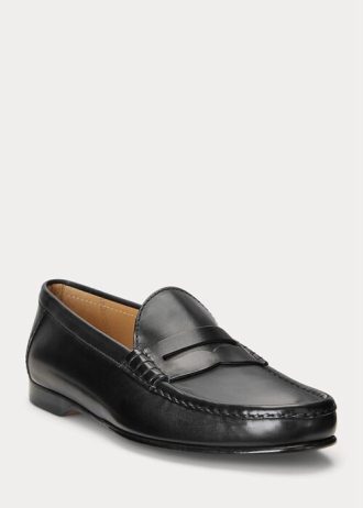 Mocassins noirs en cuir de veau bruni Chalmers de Ralph Lauren pour homme