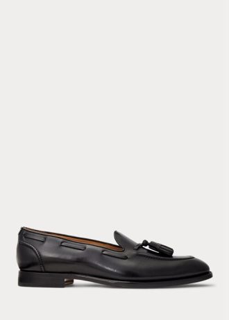 Mocassins noirs en cuir de veau à pampilles Ralph Lauren Luther pour hommes