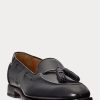 Mocassins noirs en cuir de veau à pampilles Ralph Lauren Luther pour hommes