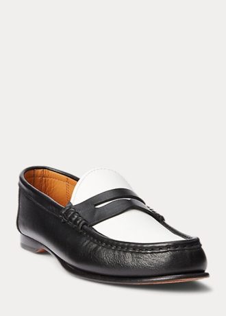 Mocassins Penny en cuir de veau Chalmers beige/blanc pour femme Ralph Lauren