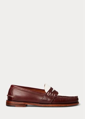 Mocassins Penny pour homme Ralph Lauren The Morehouse Collection Bordeaux Crème