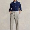 Pantalon ample plissé en toile gris Ralph Lauren pour homme