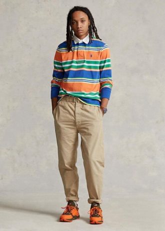 Pantalon ample plissé en toile kaki Ralph Lauren pour homme