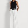Pantalon blanc en georgette plissée Ralph Lauren pour femme Pantalon blanc en georgette plissée Ralph Lauren pour femme