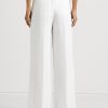 Pantalon blanc en georgette plissée Ralph Lauren pour femme Pantalon blanc en georgette plissée Ralph Lauren pour femme