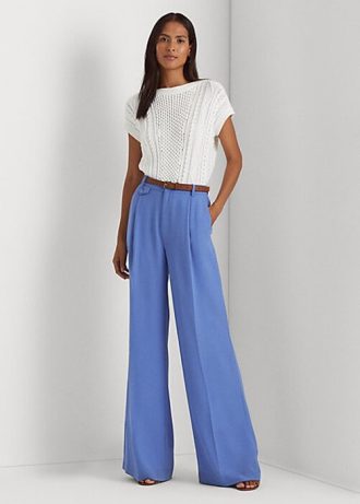 Pantalon bleu en georgette plissée Ralph Lauren pour femme