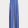 Pantalon bleu en georgette plissée Ralph Lauren pour femme Pantalon bleu en georgette plissée Ralph Lauren pour femme