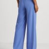Pantalon bleu en georgette plissée Ralph Lauren pour femme Pantalon bleu en georgette plissée Ralph Lauren pour femme