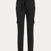 Pantalon cargo noir en maille ponte avec ceinture Ralph Lauren pour femme