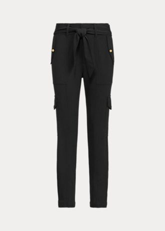 Pantalon cargo noir en maille ponte avec ceinture Ralph Lauren pour femme