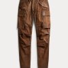 Pantalon cargo skinny en cuir marron Ralph Lauren pour femme Pantalon cargo skinny en cuir marron Ralph Lauren pour femme