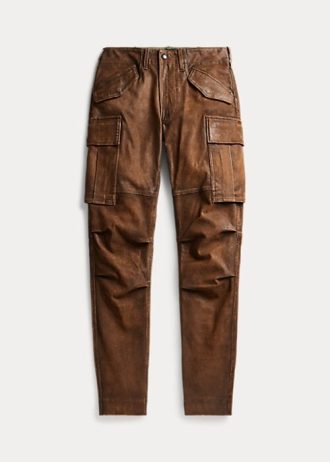 Pantalon cargo skinny en cuir marron Ralph Lauren pour femme