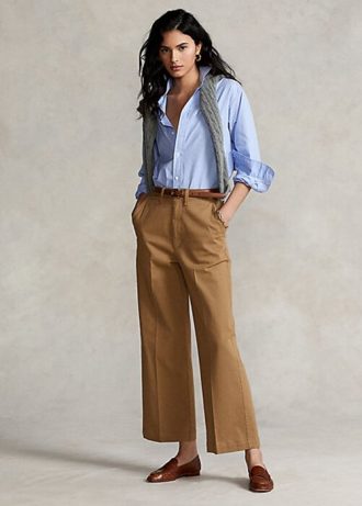 Pantalon chino large kaki Ralph Lauren pour femme Pantalon chino large kaki Ralph Lauren pour femme