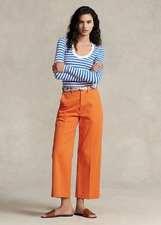Pantalon chino large orange Ralph Lauren pour femme