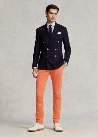 Pantalon chino slim extensible orange Ralph Lauren pour homme