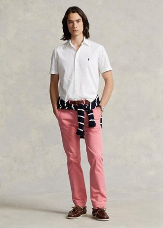 Pantalon chino slim extensible rose Ralph Lauren pour homme
