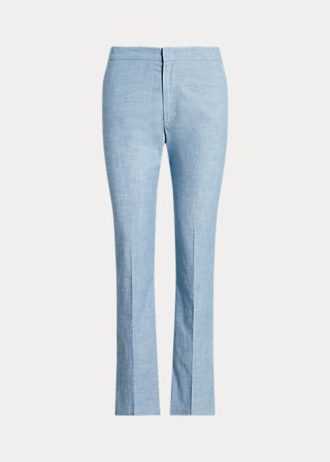 Pantalon court évasé bleu en chambray Ralph Lauren pour femme