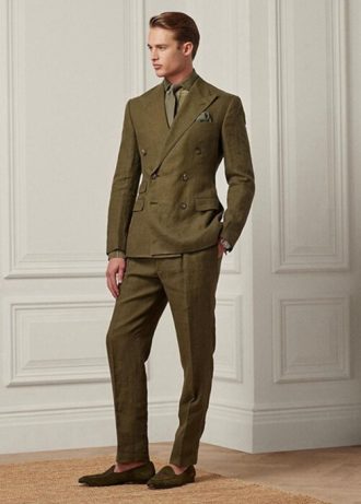 Pantalon de costume en lin olive pour homme Ralph Lauren Gregory