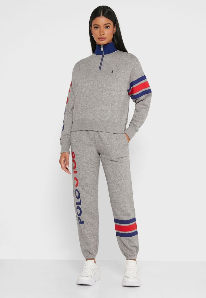 Pantalon de jogging gris avec logo Ralph Lauren pour femme Pantalon de jogging gris avec logo Ralph Lauren pour femme