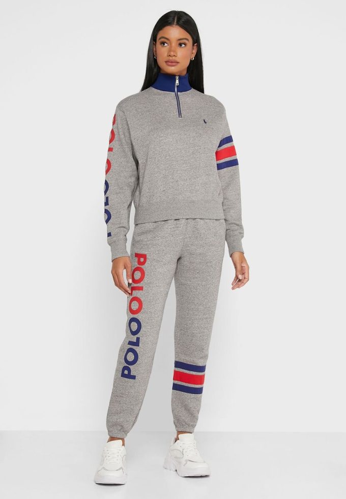 Pantalon de jogging gris avec logo Ralph Lauren pour femme Pantalon de jogging gris avec logo Ralph Lauren pour femme