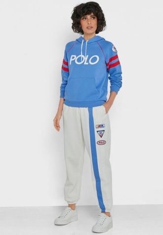 Pantalon de survêtement beige à rayures latérales Ralph Lauren pour femme