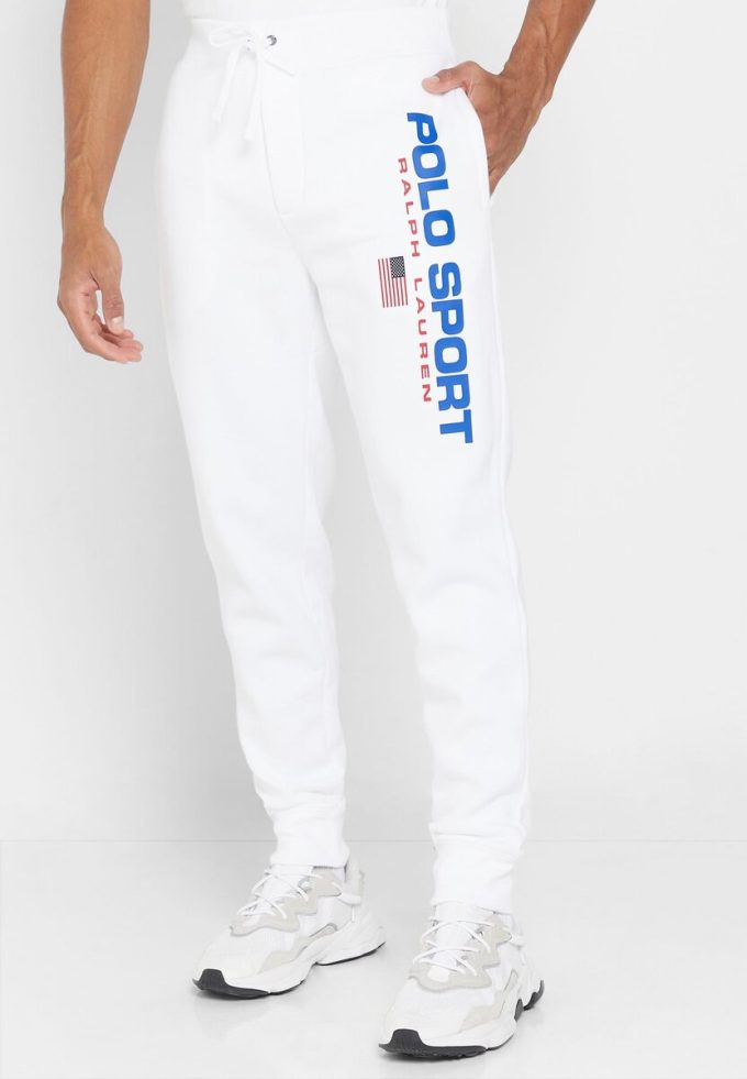 Pantalon de survêtement blanc avec logo Ralph Lauren pour homme Pantalon de survêtement blanc avec logo Ralph Lauren pour homme
