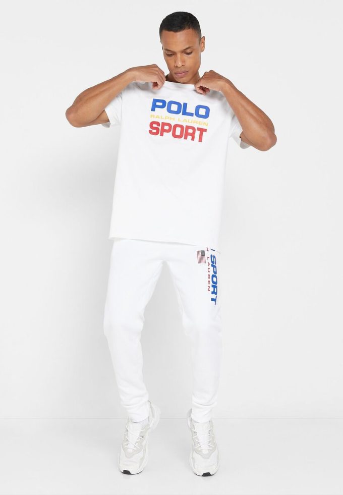 Pantalon de survêtement blanc avec logo Ralph Lauren pour homme Pantalon de survêtement blanc avec logo Ralph Lauren pour homme