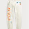 Pantalon de survêtement blanc pour femme avec logo et motif vague Ralph Lauren