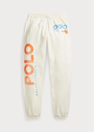 Pantalon de survêtement blanc pour femme avec logo et motif vague Ralph Lauren