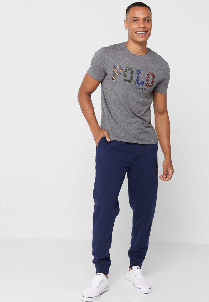 Pantalon de survêtement bleu marine Ralph Lauren pour homme avec cordon de serrage et revers Pantalon de survêtement bleu marine Ralph Lauren pour homme avec cordon de serrage et revers