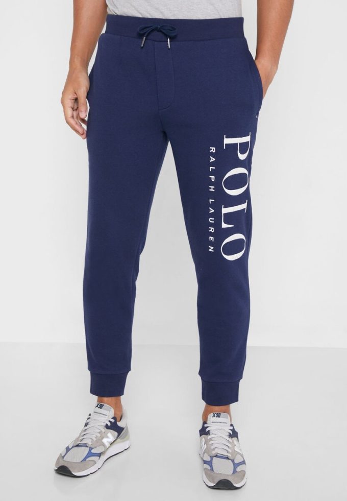 Pantalon de survêtement bleu marine à revers avec logo Ralph Lauren pour homme Pantalon de survêtement bleu marine à revers avec logo Ralph Lauren pour homme