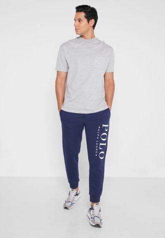 Pantalon de survêtement bleu marine à revers avec logo Ralph Lauren pour homme