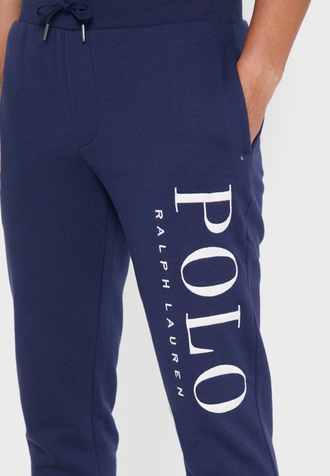 Pantalon de survêtement bleu marine à revers avec logo Ralph Lauren pour homme Pantalon de survêtement bleu marine à revers avec logo Ralph Lauren pour homme