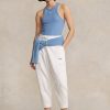 Pantalon de survêtement carotte blanc en coton mélangé polaire Ralph Lauren pour femme Pantalon de survêtement carotte blanc en coton mélangé polaire Ralph Lauren pour femme