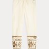 Pantalon de survêtement en molleton à motif flocon de neige Ralph Lauren crème pour femme Pantalon de survêtement en molleton à motif flocon de neige Ralph Lauren crème pour femme