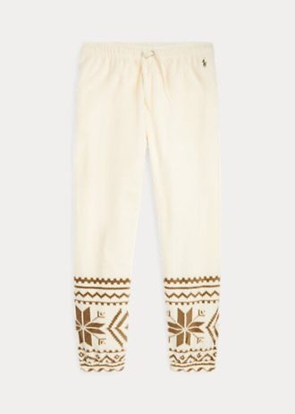Pantalon de survêtement en molleton à motif flocon de neige Ralph Lauren crème pour femme