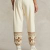 Pantalon de survêtement en molleton à motif flocon de neige Ralph Lauren crème pour femme Pantalon de survêtement en molleton à motif flocon de neige Ralph Lauren crème pour femme