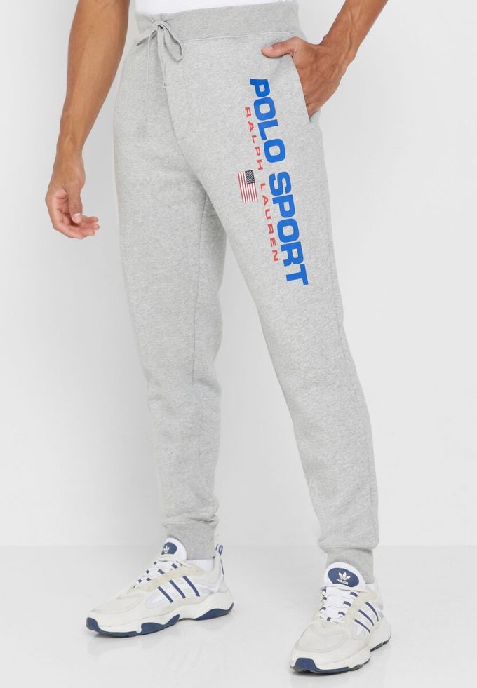 Pantalon de survêtement gris avec logo Ralph Lauren pour homme Pantalon de survêtement gris avec logo Ralph Lauren pour homme