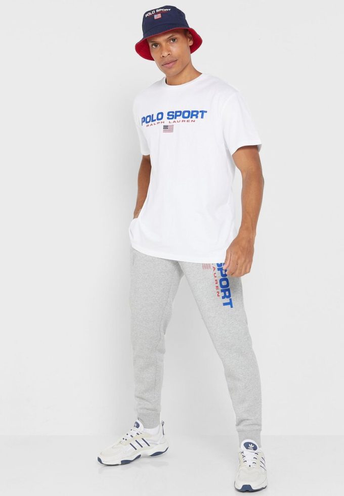 Pantalon de survêtement gris avec logo Ralph Lauren pour homme Pantalon de survêtement gris avec logo Ralph Lauren pour homme