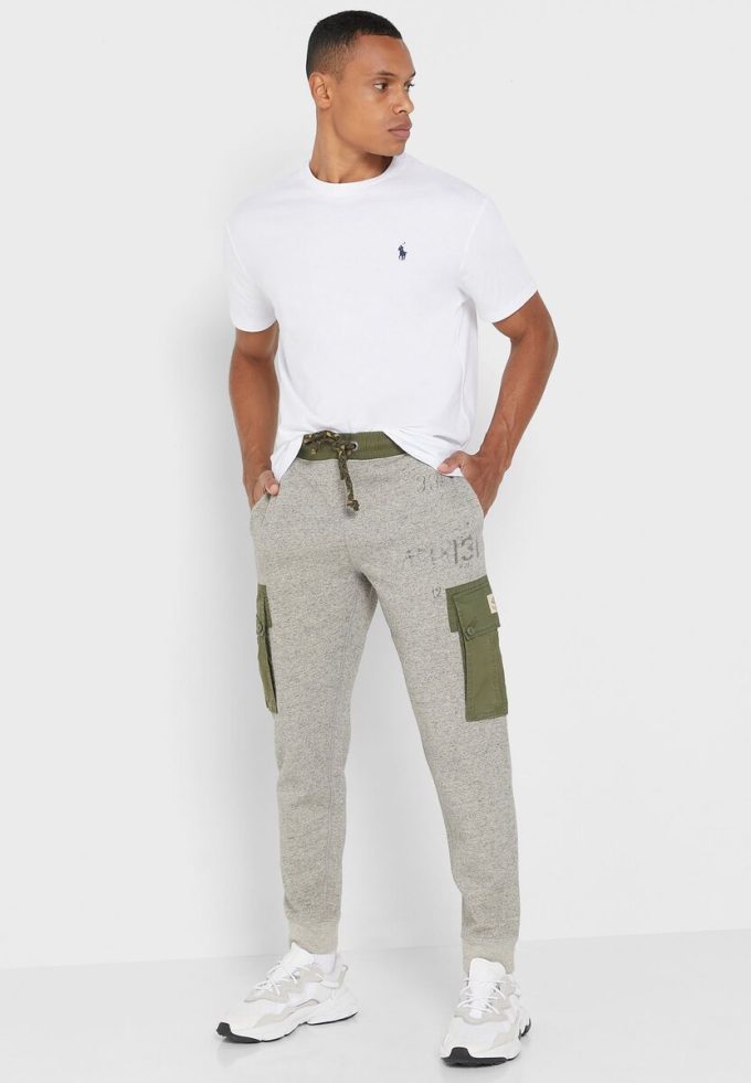 Pantalon de survêtement imprimé gris Ralph Lauren pour homme Pantalon de survêtement imprimé gris Ralph Lauren pour homme
