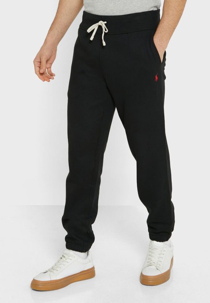 Pantalon de survêtement noir à cordon de serrage Ralph Lauren pour homme Pantalon de survêtement noir à cordon de serrage Ralph Lauren pour homme