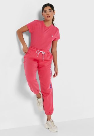 Pantalon de survêtement taille haute rose Ralph Lauren pour femme