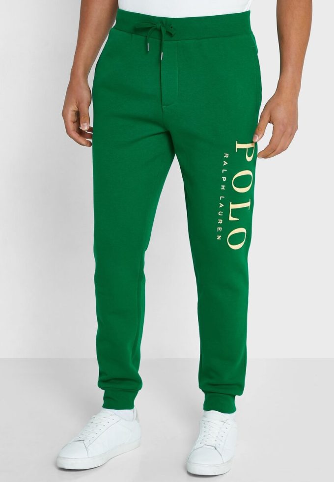 Pantalon de survêtement vert avec logo Ralph Lauren pour homme Pantalon de survêtement vert avec logo Ralph Lauren pour homme