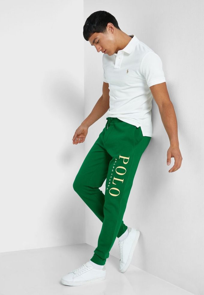 Pantalon de survêtement vert avec logo Ralph Lauren pour homme Pantalon de survêtement vert avec logo Ralph Lauren pour homme